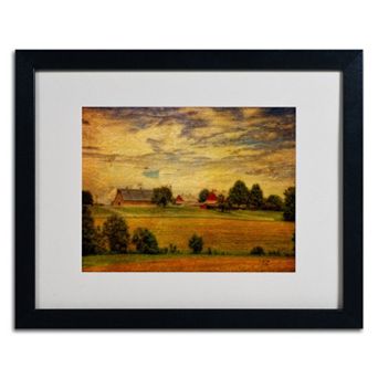 Trademark Fine Art "Summer Farm" Matted Black Framed Wall Art