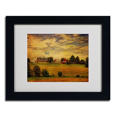 Trademark Fine Art "Summer Farm" Matted Black Framed Wall Art