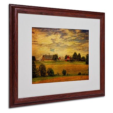 Trademark Fine Art "Summer Farm" Matted Wood Finish Framed Wall Art