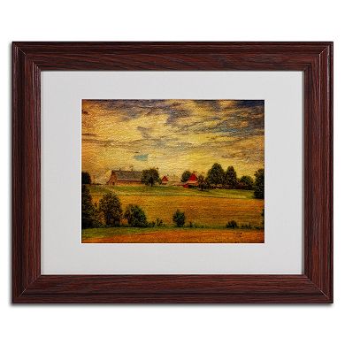 Trademark Fine Art "Summer Farm" Matted Wood Finish Framed Wall Art
