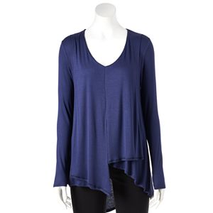 Petite Jennifer Lopez Draped Asymmetrical Top