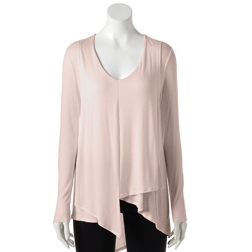 Petite Jennifer Lopez Draped Asymmetrical Top