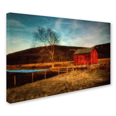 Trademark Fine Art "Red Barn at Twilight" Canvas Wall Art