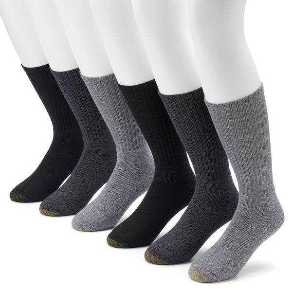 Men's GOLDTOE® 6pack Harrington Extended Sizes Crew Socks