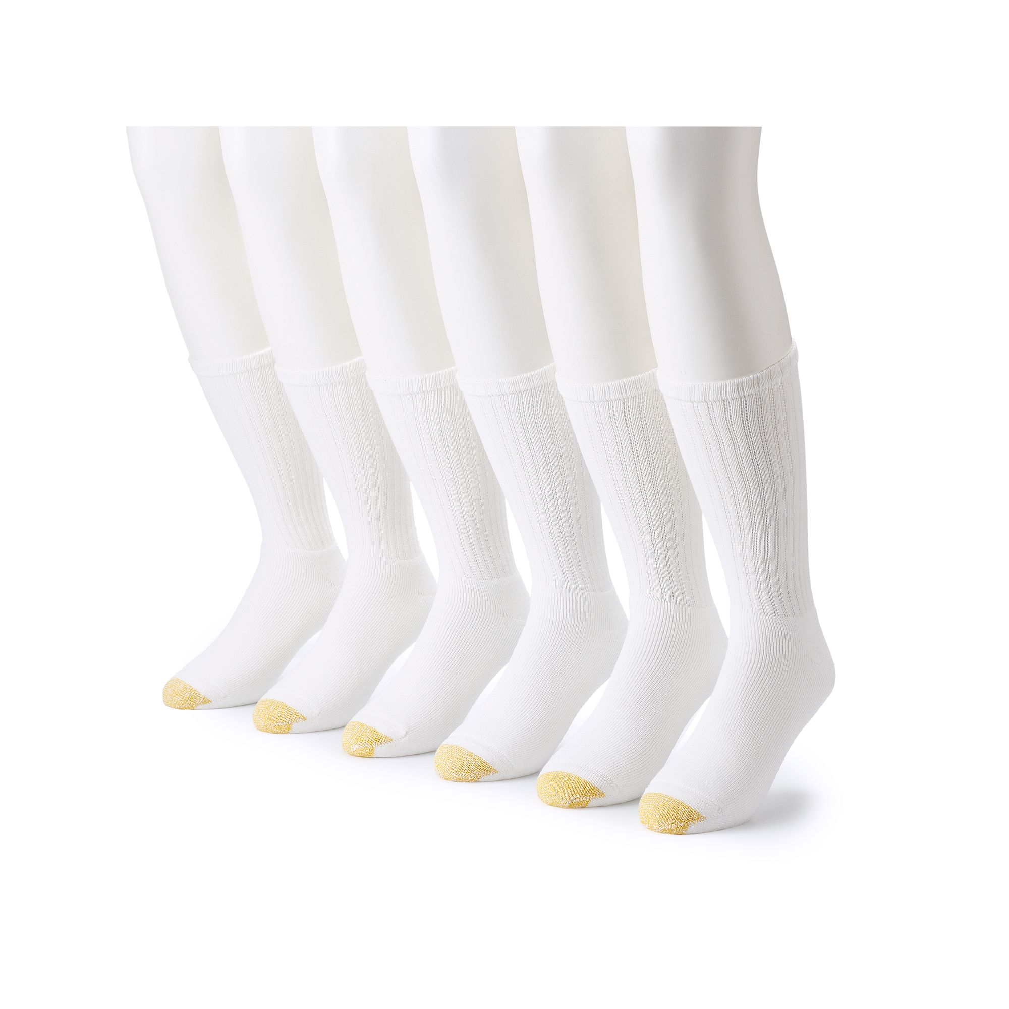 Mens GOLDTOE® 6-pack Extended Size Harrington Crew Socks, Size: 12-16, Wh