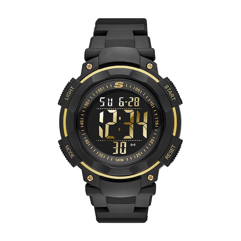 Skechers Men's Digital Chronograph Watch, Size: Large, Black Gold