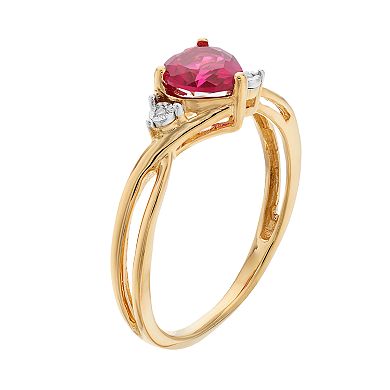 10k Gold Lab-Created Ruby & Diamond Accent Swirl Heart Ring