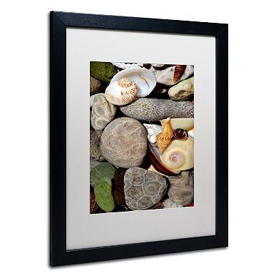 Trademark Fine Art "Petoskey Stones ll" Matted Black Framed Wall Art
