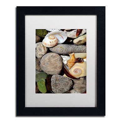 Trademark Fine Art "Petoskey Stones ll" Matted Black Framed Wall Art