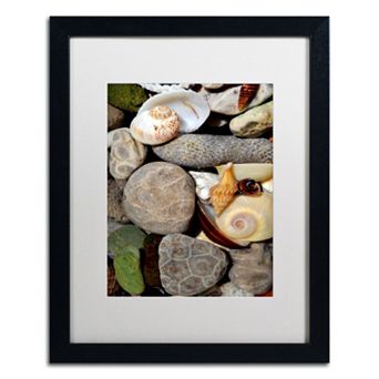 Trademark Fine Art "Petoskey Stones ll" Matted Black Framed Wall Art