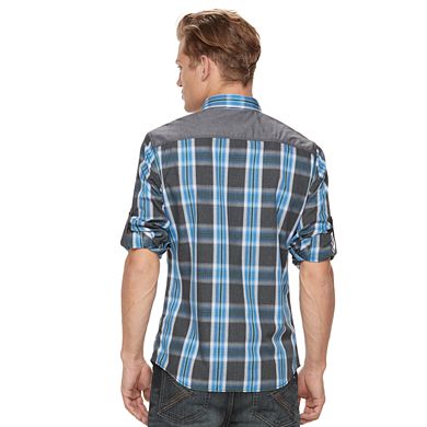 Men's Rock & Republic Shoulder-Patch Plaid Button-Down Shirt
