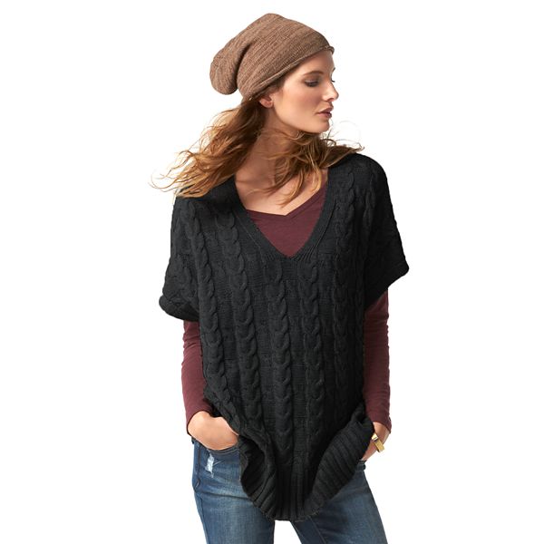 Women's Sonoma Goods For Life® Cable Knit Poncho Sweater