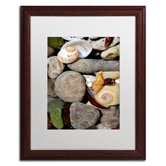 Trademark Fine Art "Petoskey Stones ll" Matted Wood Finish Framed Wall Art