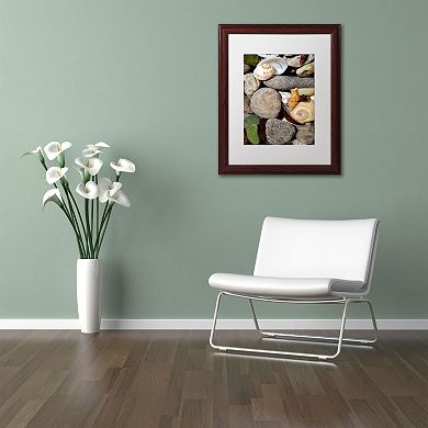 Trademark Fine Art "Petoskey Stones ll" Matted Wood Finish Framed Wall Art