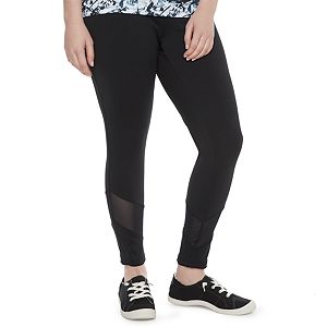 madden NYC Juniors' Plus Size Mesh Inset Leggings