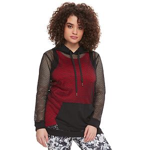 madden NYC Juniors' Plus Size Sheer Mesh Hoodie