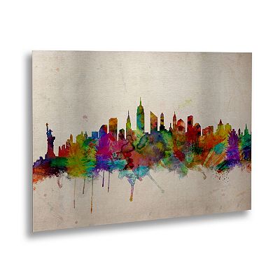Trademark Fine Art "New York Skyline" Floating Brushed Aluminum Wall Art