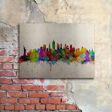 Trademark Fine Art "New York Skyline" Floating Brushed Aluminum Wall Art