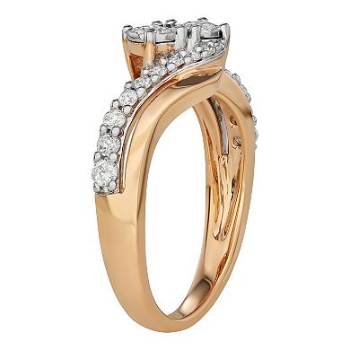 10k Gold 1/2 Carat T.W. Diamond 2-Stone Bypass Engagement Ring