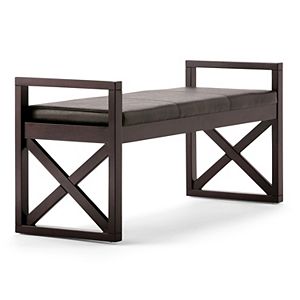 Simpli Home Rockchapel Faux-Leather Bench