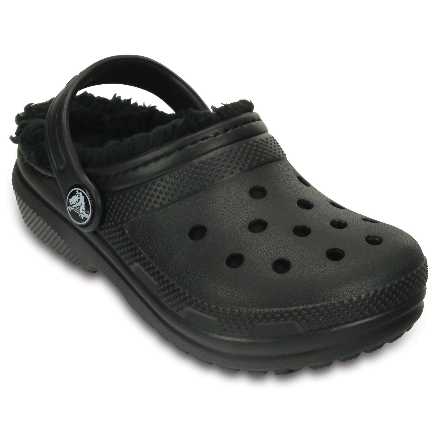 black fuzzy crocs