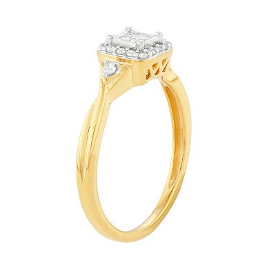 Sterling Silver 1/4 Carat T.W. Diamond Square Cluster Engagement Ring