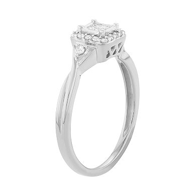 Sterling Silver 1/4 Carat T.W. Diamond Square Cluster Engagement Ring