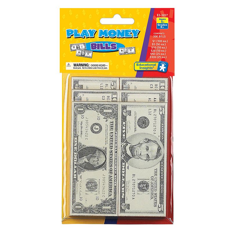 Educational Insights Play Money Bills, Multicolor