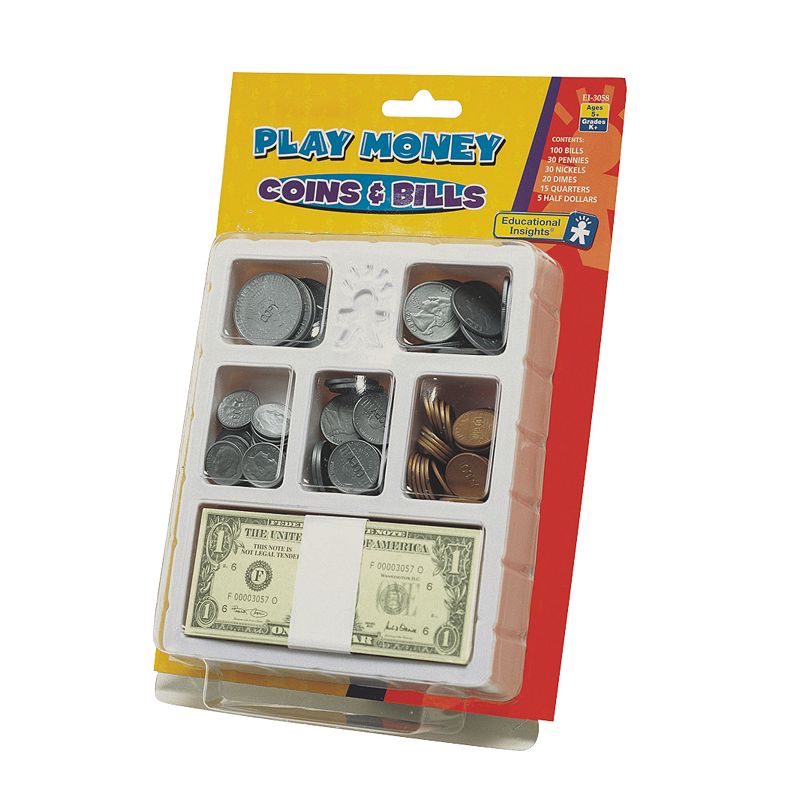 52815865 Educational Insights Play Money Coins & Bills, Mul sku 52815865