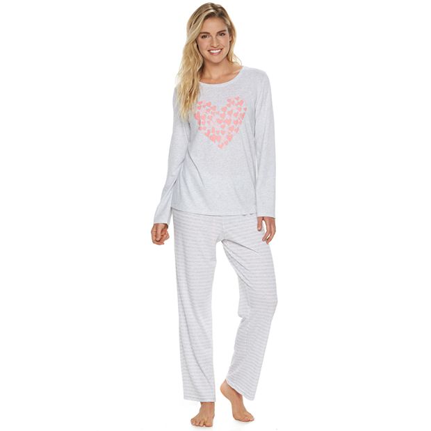 Women s Croft Barrow Pajamas Knit Long Sleeve 2 Piece Pajama Set