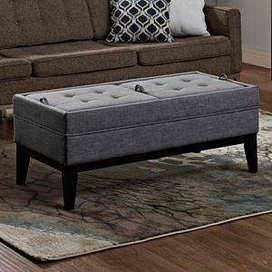 Simpli Home Castlerock Ottoman Storage Bench