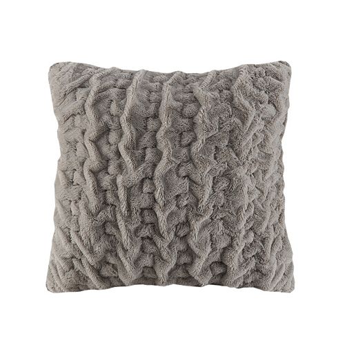 Madison Park Ruched Faux Fur Euro Throw Pillow