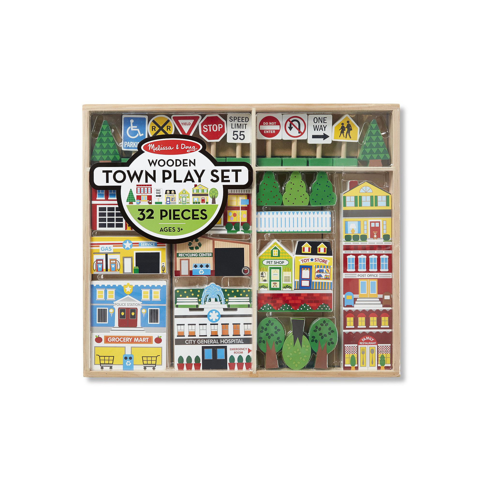 Melissa & Doug Wooden Town Play Set, Multicolor