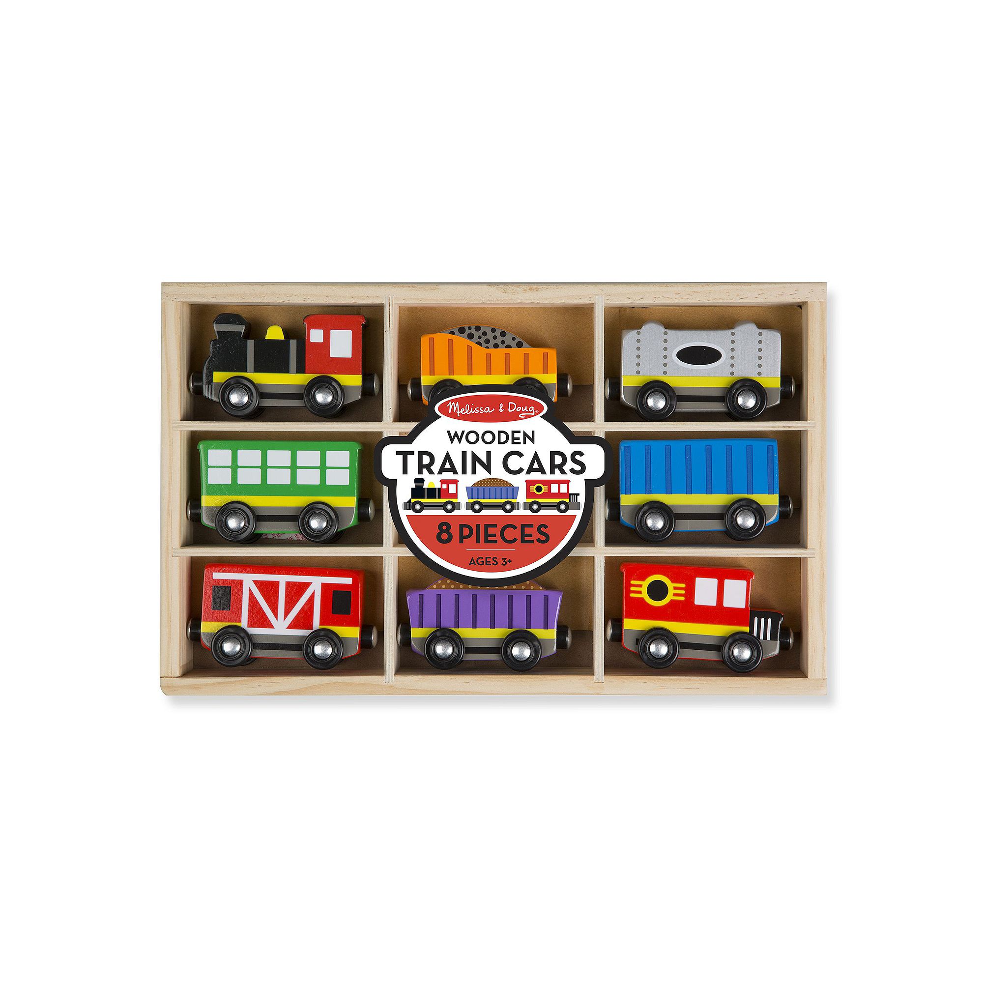 Melissa & Doug Wooden Train Cars Set, Multicolor