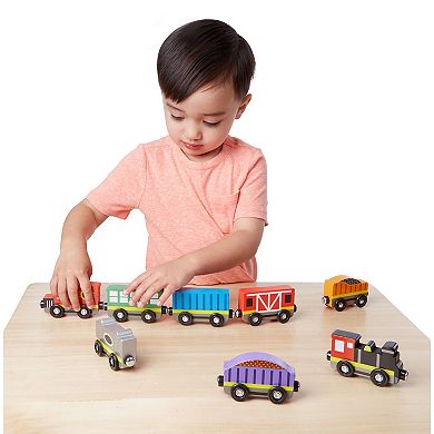 Melissa & Doug Wooden Train Cars Set