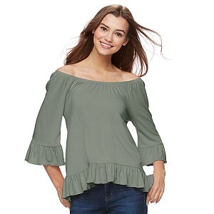 Juniors' Cloud Chaser High-Low Off The Shoulder Top