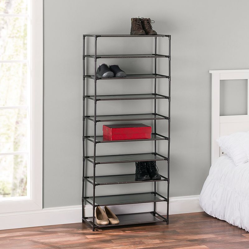 Home Basics 30-pair Non-Woven Shoe Shelf, Grey, SHOE RACK