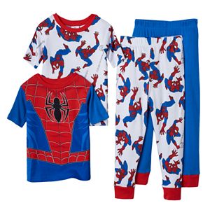 Boys 4-8 Marvel Spider-Man 4-Piece Glow-In-The-Dark Pajama Set