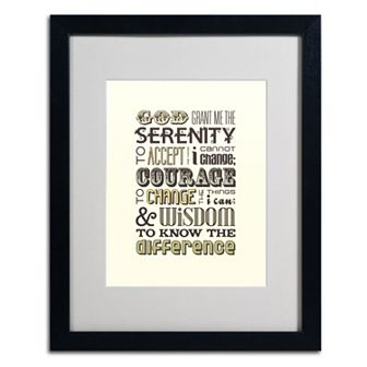 Trademark Fine Art "Serenity Prayer I" Matted Black Framed Wall Art