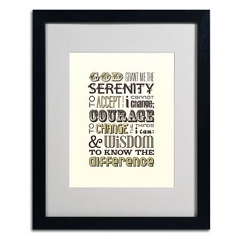 Trademark Fine Art "Serenity Prayer I" Matted Black Framed Wall Art