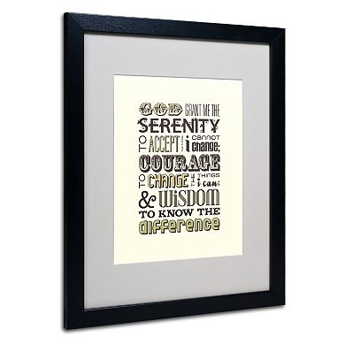 Trademark Fine Art "Serenity Prayer I" Matted Black Framed Wall Art
