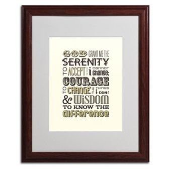 Trademark Fine Art "Serenity Prayer I" Matted Wood Finish Framed Wall Art