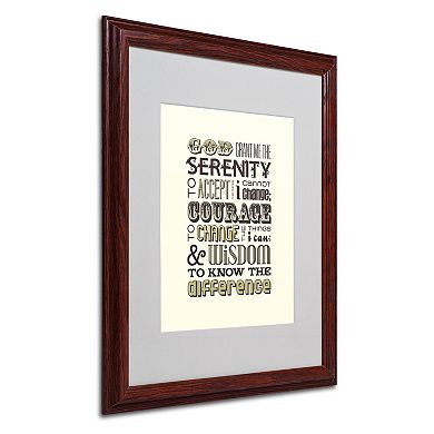 Trademark Fine Art "Serenity Prayer I" Matted Wood Finish Framed Wall Art