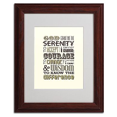 Trademark Fine Art "Serenity Prayer I" Matted Wood Finish Framed Wall Art