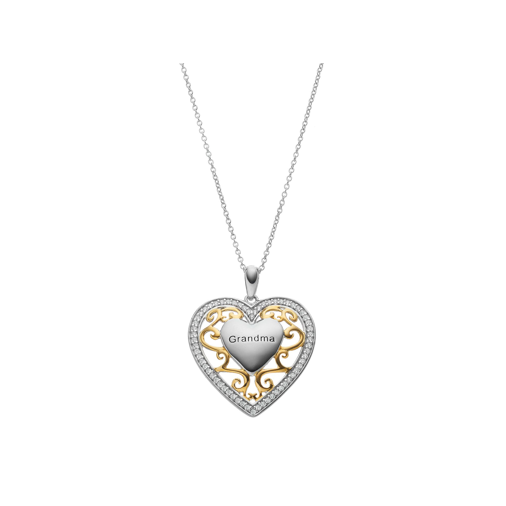 Sentimental Expressions Two Tone Sterling Silver Cubic Zirconia Grandma