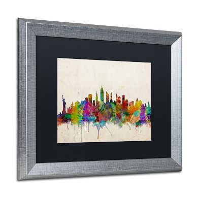 Trademark Fine Art "New York Skyline" Silver Finish Framed Wall Art
