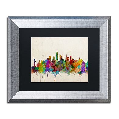 Trademark Fine Art "New York Skyline" Silver Finish Framed Wall Art