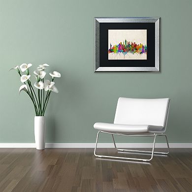 Trademark Fine Art "New York Skyline" Silver Finish Framed Wall Art