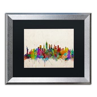 Trademark Fine Art "New York Skyline" Silver Finish Framed Wall Art