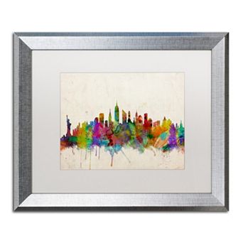 Trademark Fine Art "New York Skyline" Silver Finish Framed Wall Art